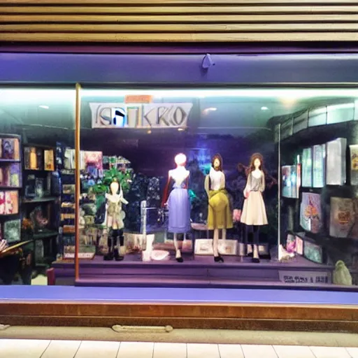 Image similar to makoto shinkai fantasy store window