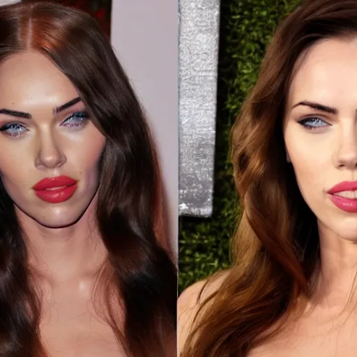 Image similar to a face inspired by megan fox and scarlett johansson