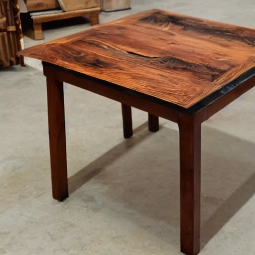 Prompt: an interesting woodwork handcrafted table