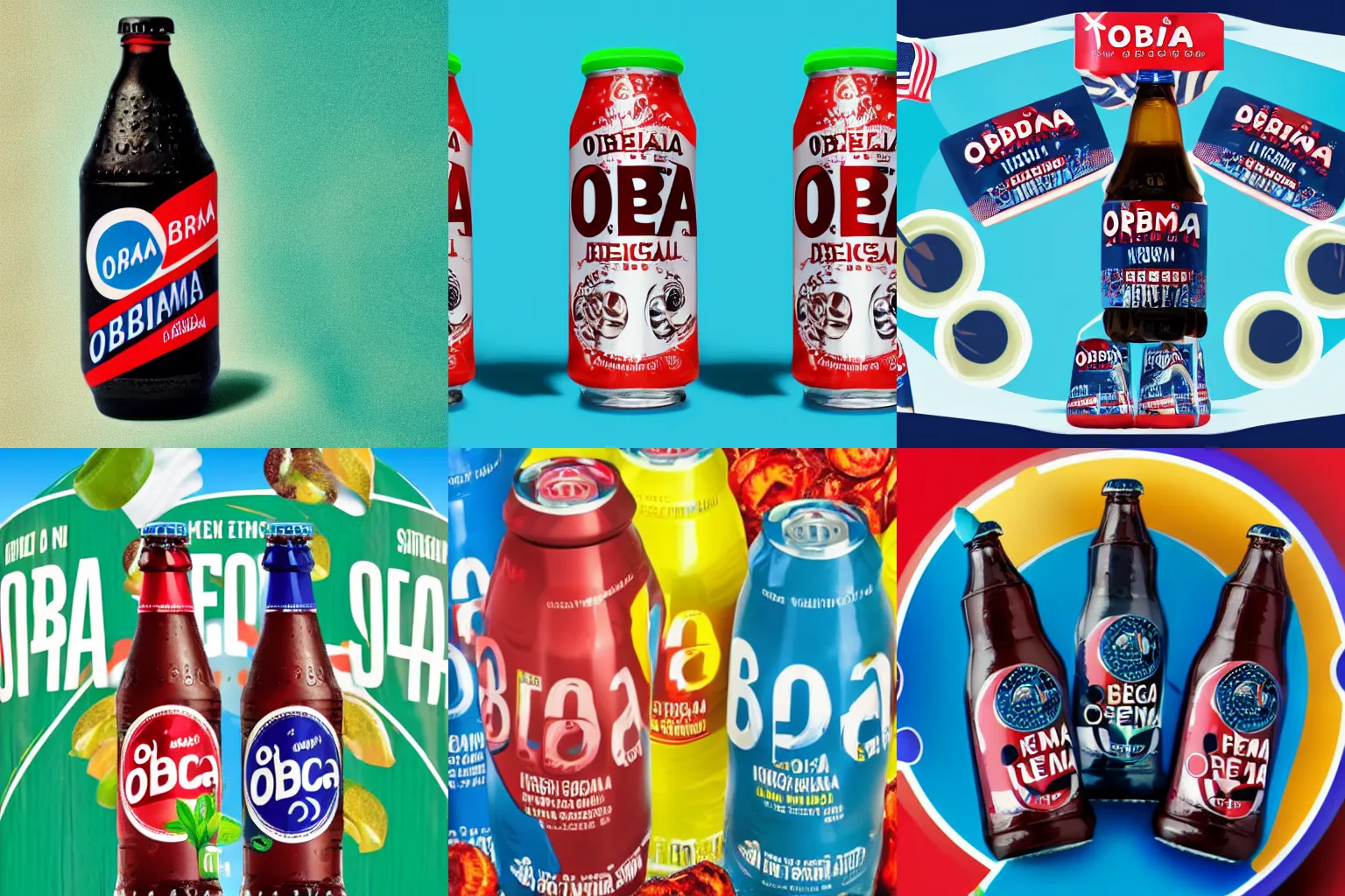 Prompt: product photo for obama soda, 4k, high-resolution ad photo