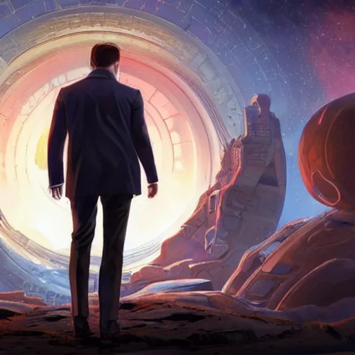 Prompt: Elon Musk looking straight by H.P. Lovecraft, abaddon and magali villeneuve, ghibli moebius, 8k, epic scene, scifi, unreal engine, trending on cg station. masterpiece.