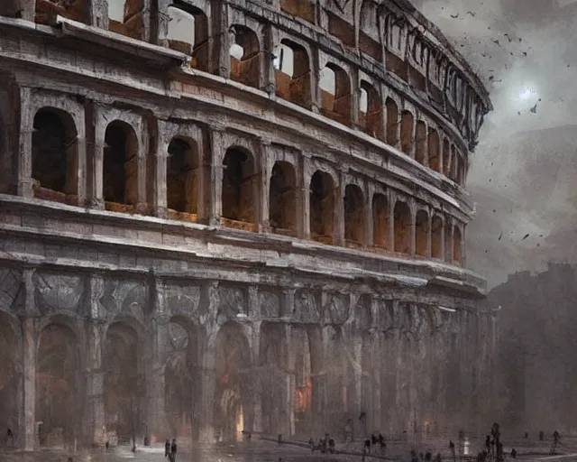 Image similar to a football stadium in the style of ancient rome architecture, art by greg rutkowski and artgerma, stunning concept art, exterior design