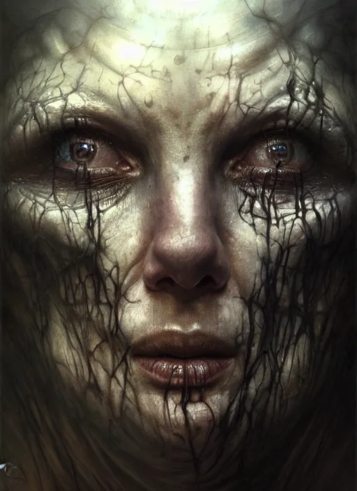 Image similar to closeup portrait shot of a psycho killer in a scenic dystopian environment, intricate, elegant, highly detailed, centered, digital painting, artstation, concept art, smooth, sharp focus, illustration, artgerm, tomasz alen kopera, peter mohrbacher, donato giancola, joseph christian leyendecker, wlop, boris vallejo