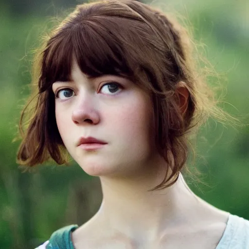 Image similar to a masterpiece portrait photo of a beautiful young woman who looks like mary elizabeth winstead as a ghibli protagonist, symmetrical face