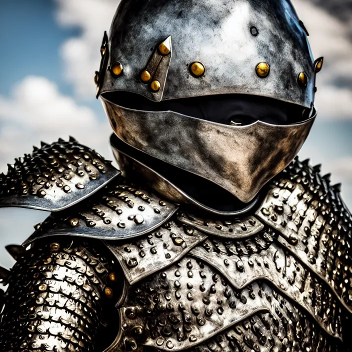 Image similar to photo of a man with metal crocodile themed armour and helmet, highly detailed, 4 k, hdr, smooth, sharp focus, high resolution, award - winning photo