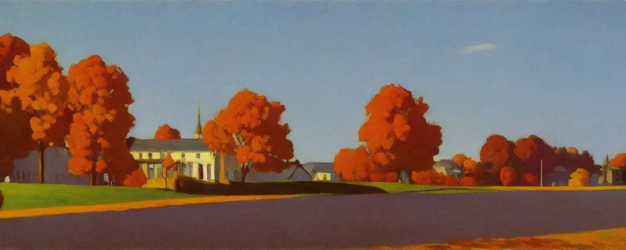 Prompt: an edward hopper style painting of ( ( ( ( ( ( ( ( balatonfured, a resort town in veszprem county, in hungary ) ) ) ) ) ) ) ), autumn, october of 1 9 4 8