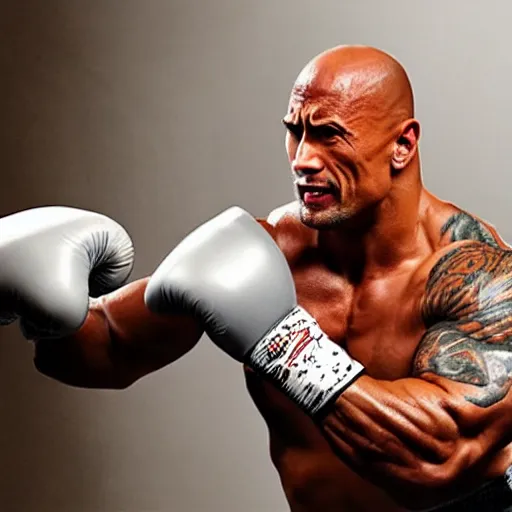 Image similar to Dwayne Johnson as boxer, promo