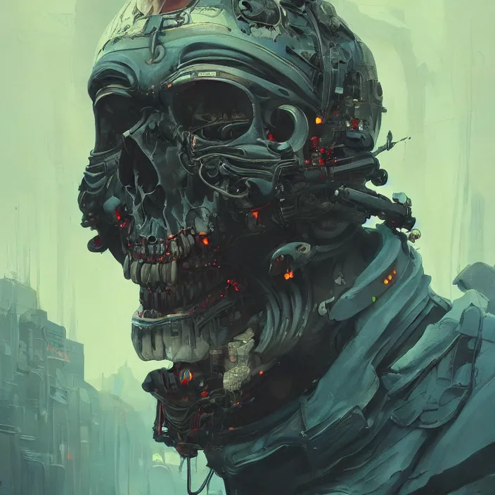 Image similar to a beautiful painting of a cyberpunk skull by sergey kolesov and vania zouravliov and pascal blanche and rhads. in style of colorful comic noir illustration, symmetry, sci fi, hyper detailed. octane render. trending on artstation