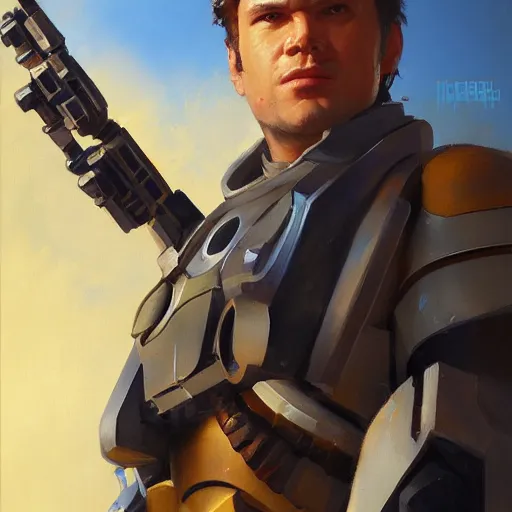 Image similar to greg manchess portrait painting of armored han solo as overwatch character, medium shot, asymmetrical, profile picture, organic painting, sunny day, matte painting, bold shapes, hard edges, street art, trending on artstation, by huang guangjian and gil elvgren and sachin teng