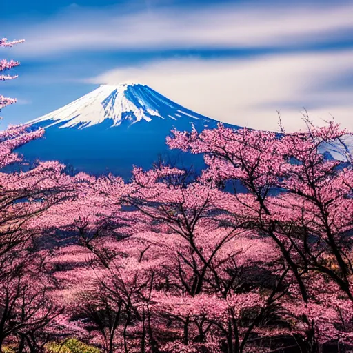 Image similar to a photo of mt fuji taken from the bottom of the mountain, wide angle lens, cinematic,