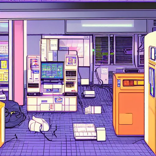 Image similar to a room full of computer screens and wires, serial experiments lain, sprite, vaporwave nostalgia, directed by beat takeshi, visual novel cg, 8 0 s anime vibe, kimagure orange road, maison ikkoku, sketch by akira toriyama