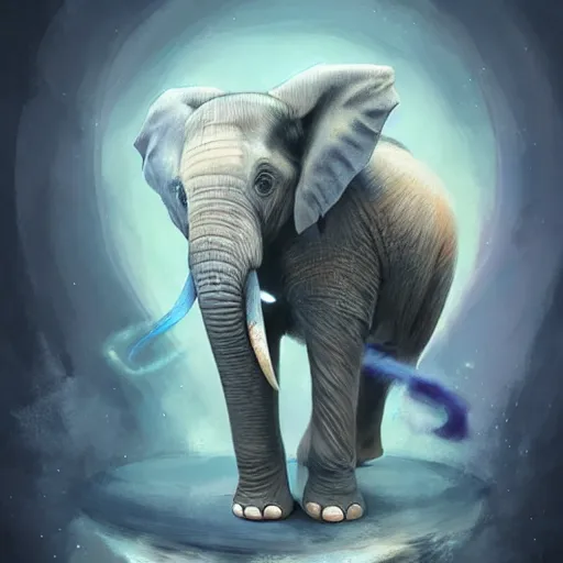 Prompt: epic professional digital airbrushed portrait art of a cute baby elephant dressed as a magician,, best on artstation, cgsociety, wlop, Behance, pixiv, cosmic, epic, stunning, gorgeous,, masterpiece by Dorian Cleavanger and Stanley Lau,