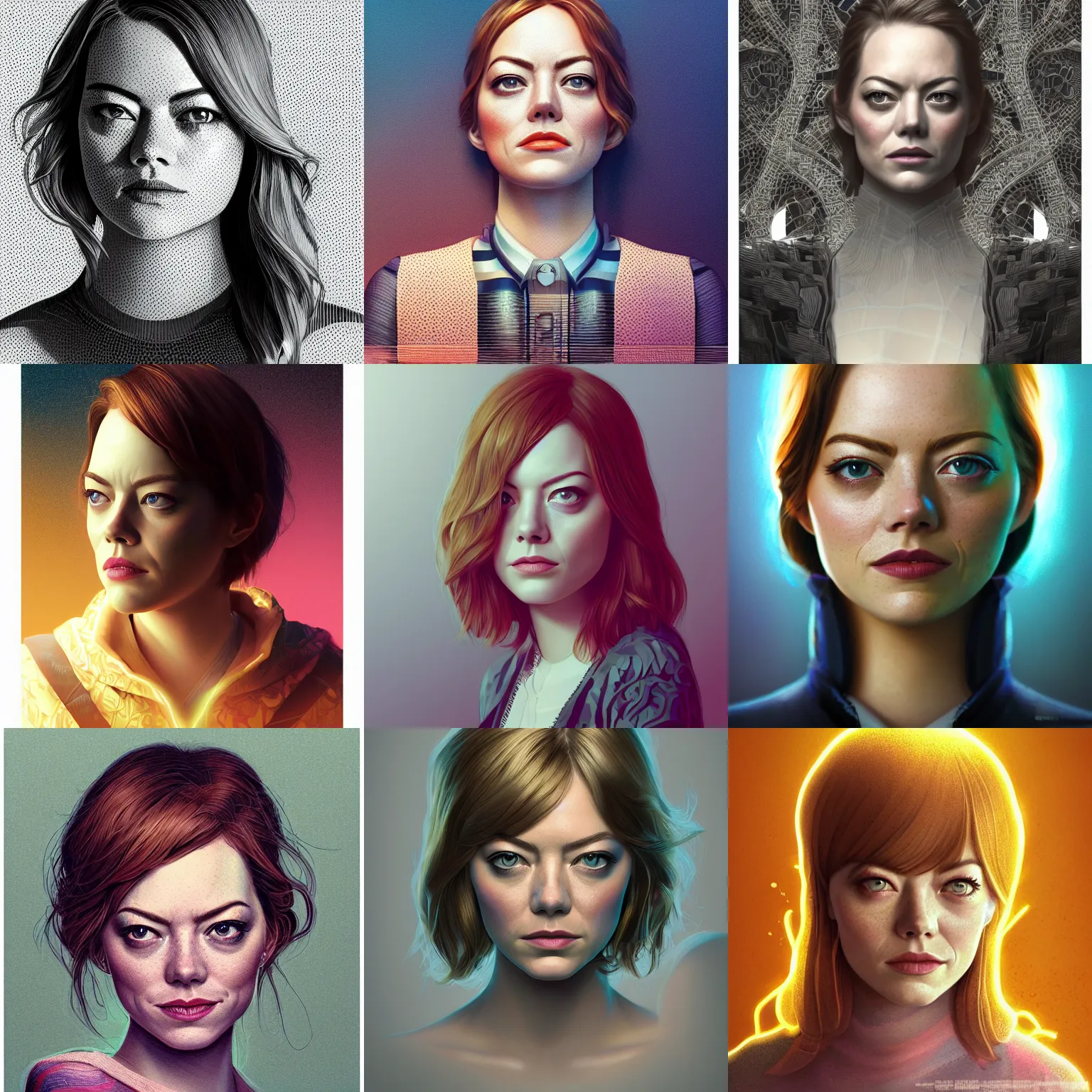 Prompt: portrait isometric drawing, printerest, emma stone, intricate, epic lighting, cinematic composition, hyper realistic, 8k resolution, unreal engine 5, by Artgerm, tooth wu, dan mumford, beeple, wlop, rossdraws, James Jean, Andrei Riabovitchev, Marc Simonetti, yoshitaka Amano, Artstation