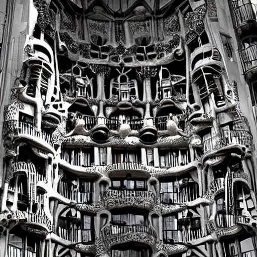 Image similar to A beautiful building Los artificios y el candor del hombre no tienen fin. Sabemos que hubo un día en que el pueblo de Dios buscaba el Nombre en las vigilias de la judería. by Antonio Gaudí intuitive