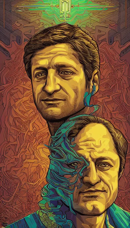 Image similar to zelensky portrait by dan mumford, josan gonzalez