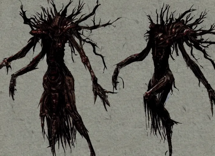 Prompt: Silent Hill 3 game screenshot, Nightmare creature concept art