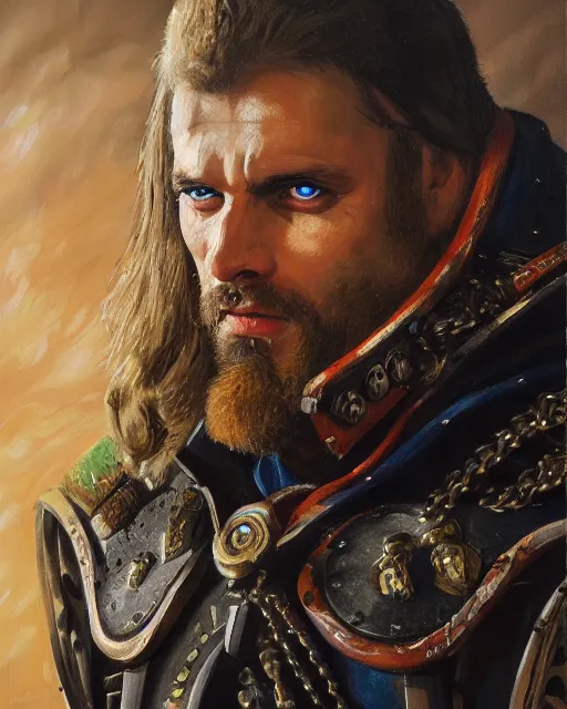 Image similar to acrylic painting portrait of balthasar gelt from warhammer, high production value, intricate details, high resolution, hdr, high definition, masterpiece, realistic, ultrarealistic, highly detailed, hd, sharp focus, non blurry, sharp, smooth