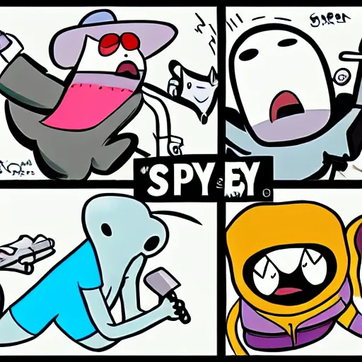 Image similar to Adventure Time characters in the art stylings of Spy vs Spy from Mad TV