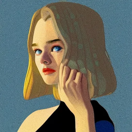 Prompt: “ elle fanning retro minimalist portrait by jean giraud, moebius starwatcher comic, sharp, smooth face, 8 k ”