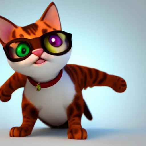 Prompt: 3 d render of cute kitten lawyer, octane render, pixar style