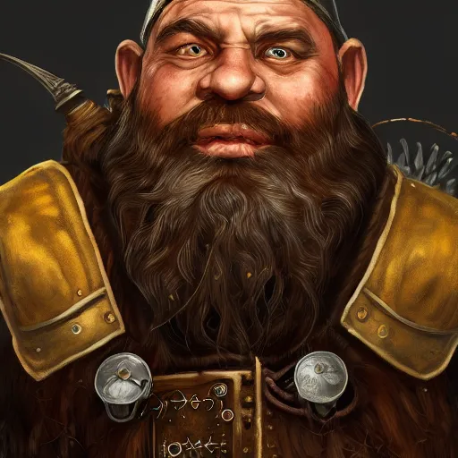 Image similar to a detailed portrait painting of the dwarf bardin goreksson from vermintide 2 video game steampunk engineer, artstation, 8 k, fantasy