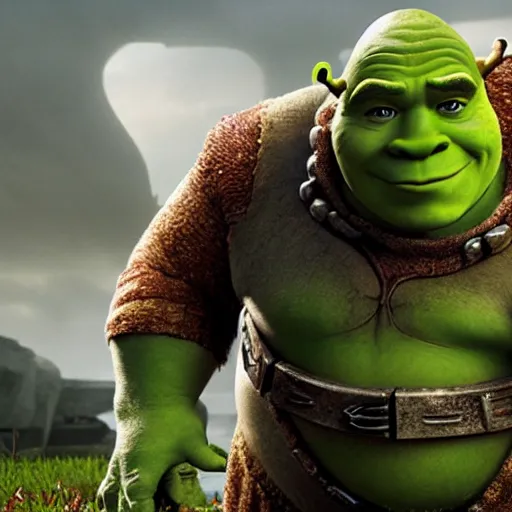 Prompt: movie still of shrek in Star Wars