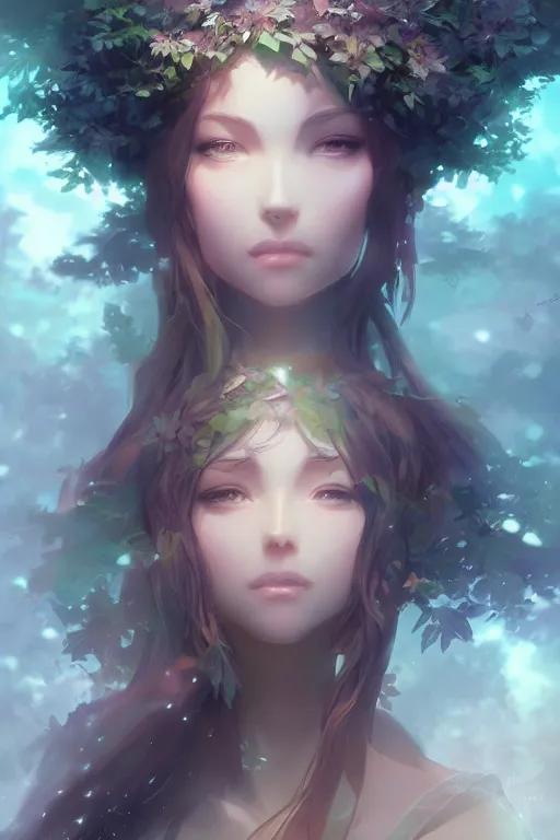 Image similar to tree goddess, full shot, atmospheric lighting, detailed face, by makoto shinkai, stanley artgerm lau, wlop, rossdraws