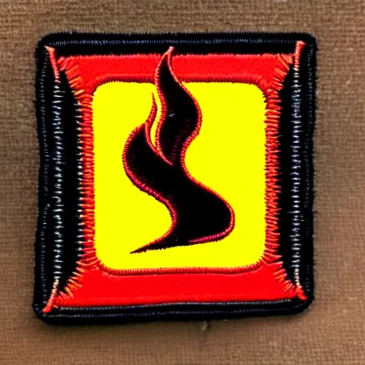 Image similar to a photo of a retro 1 9 8 0's minimalist clean fire flame warning caution punk patch