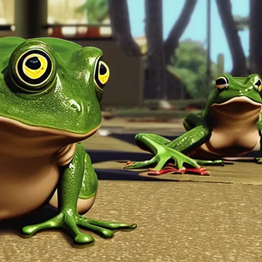 Image similar to frog pokemon, wes anderson, screenshot from call of duty black ops 2