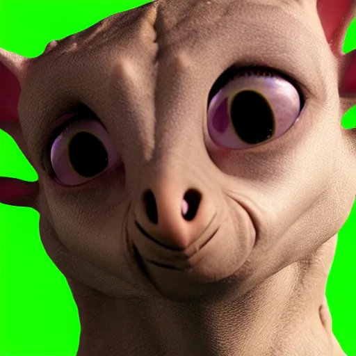 Image similar to photographic portrait of dobby from peepshow, 8 k