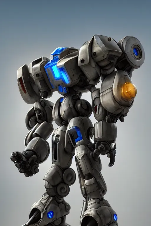 Image similar to mechwarrior 5 : mercenaries mech megaman transformer robot boss tank engine game octane render, 4 k, hd 2 0 2 2 3 d cgi rtx hdr style chrome reflexion glow fanart, global illumination ray tracing hdr fanart arstation by ian pesty by jesper ejsing pixar and disney unreal zbrush central hardmesh