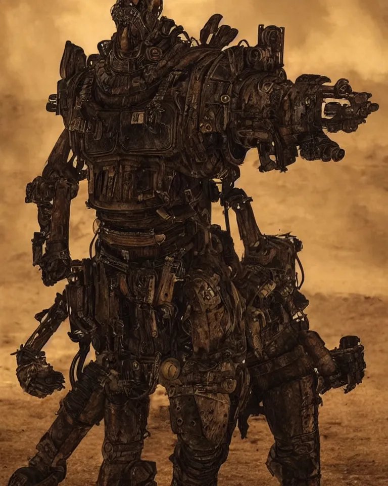 Image similar to a good ol'hound dog fursona ( from the furry fandom ), heavily armed and armored facing down armageddon in a dark and gritty version from the makers of mad max : fury road. witness me.