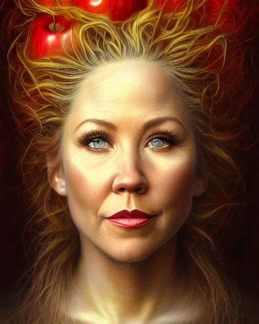 Prompt: detailed portrait of christina applegate apple!! tree! by tomasz alen kopera and peter mohrbacher and johanna martine! and margaret keane! coherent luminescent