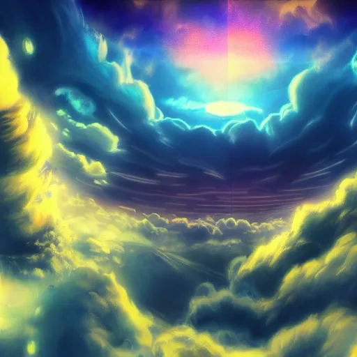 Image similar to vastly expanding lush otherwordly infnites of beautiful surreal scenery artwork pixiv. gigantic architectural modern design node network of cloud computing soul dust. unthinkable dream cloud computer infinites. sublime god lighting, sun rays, cold colors. insanely detailed, artstation!! pixiv!! infinitely detailed