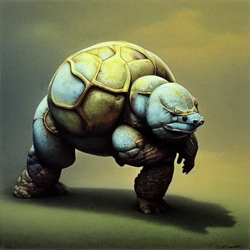 Image similar to Blastoise (From Pokémon) by zdzisław beksiński.