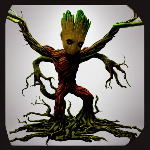 Image similar to groot dragon in universe, fighting pose