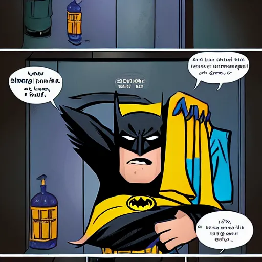 Prompt: batman doing laundry