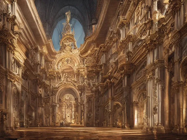 Prompt: full body portrait of a baroque cathedral 🍑, fantasy artwork, award winning, very very very very very very very beautiful scenery, artstation