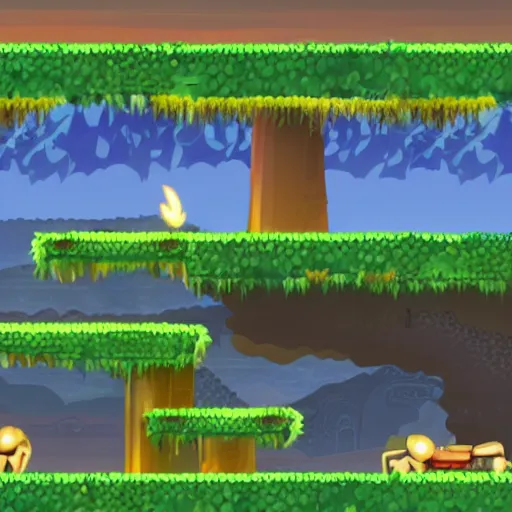 Image similar to a level of side-scrolling game with parallax backgrounds
