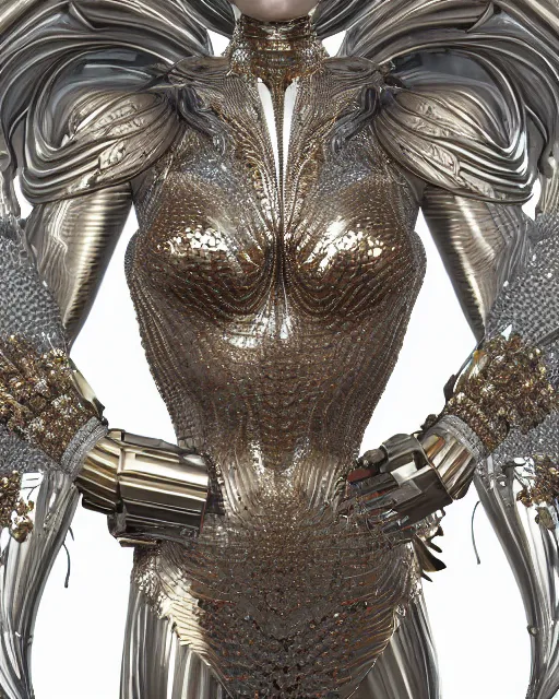 Image similar to a highly detailed metahuman 4 k close up render of an alien goddess bella hadid monument renaissance in iris van herpen dress schiaparelli in diamonds crystals swarovski and jewelry iridescent in style of alphonse mucha gustav klimt trending on artstation made in unreal engine 4