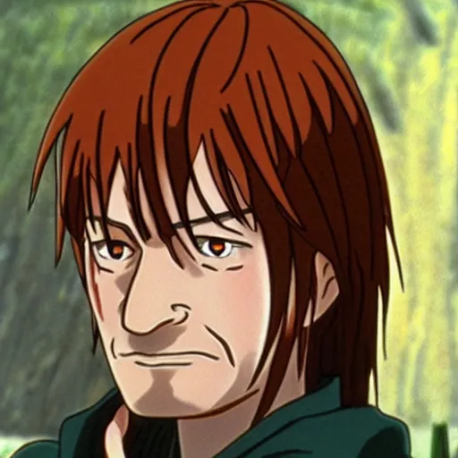 Image similar to boromir from the anime lord of the rings (1986), ginger hair, looking serious, some beard, studio ghibli, very detailed, realistic