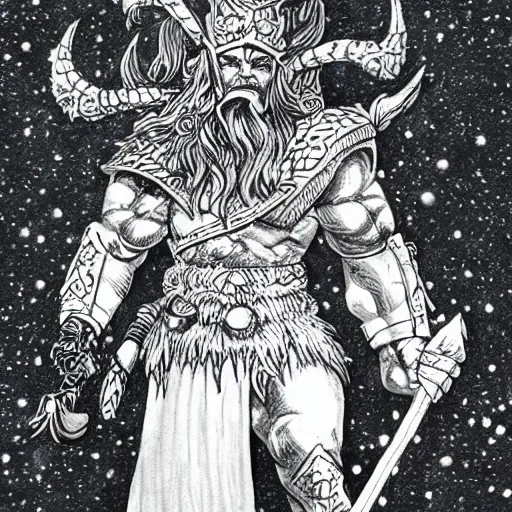 Image similar to old king barbarian cosmic warrior, d & d, fantasy,