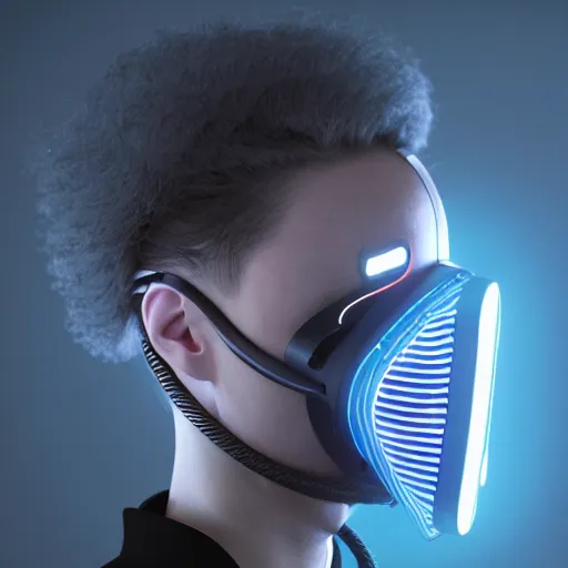 Prompt: intense futuristic bespoke vr headset respirator with long cables twirling out into a particle system on a set of twin humble hypebeasts, by ilya kuvshinov and james jean and sorayama and ikeuchi and hyein seo and hiroya oku and gilleard james, artstation trending, 8 k, 3 d render, photorealistic, volumetric lighting caustics, pink