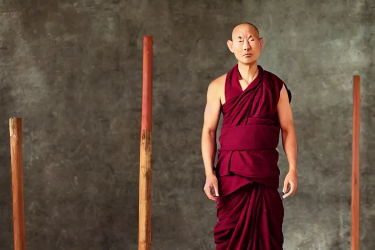 Image similar to buddhist monk in heavy tacital vest