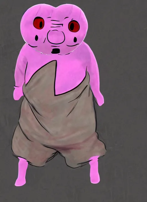 Image similar to Mr Blobby as a Dead by Daylight killer, character portrait