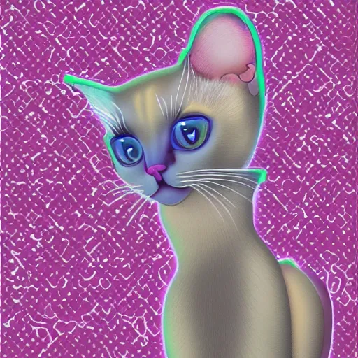 Prompt: Siamese cat by By Lisa Frank