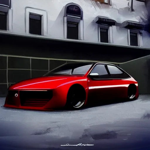 Prompt: synthwave futuristic alfa romeo 155 zagato elegant concept art smooth sharp focus futuristic cgsociety