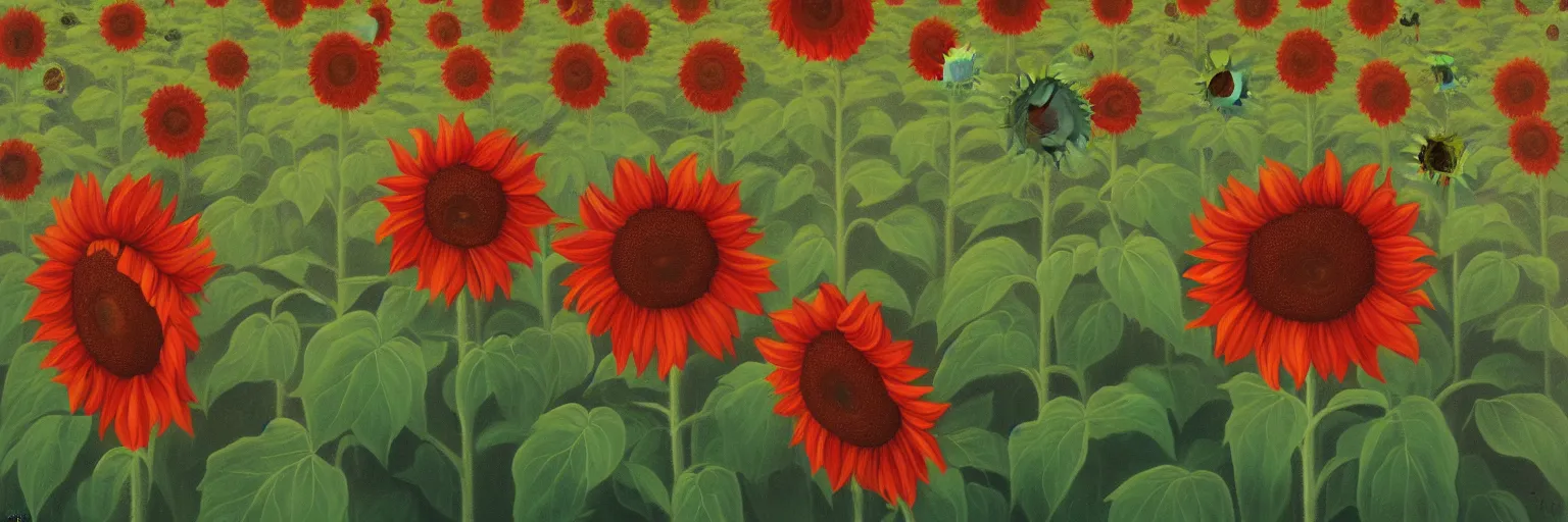 Image similar to red sunflower painting magritte