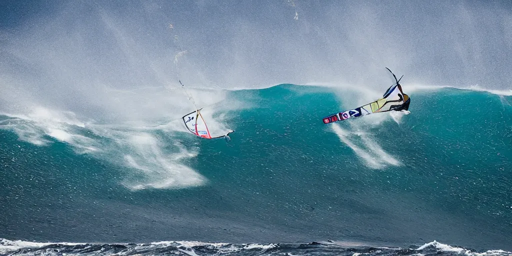 Image similar to kristoffer egeberg windsurfing in hawaii, extreme closeup