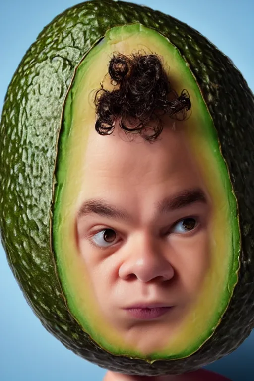 Image similar to 📷 gaten matarazzo face is an avocado seed 🥑, made of food, head portrait, dynamic lighting, 4 k